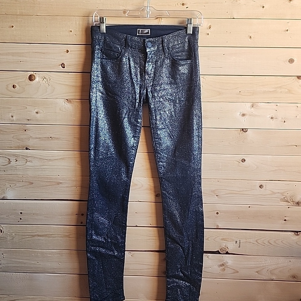 MOTHER Jeans The Looker Stone Blue Glimmer shimmery Size 24 NWOT